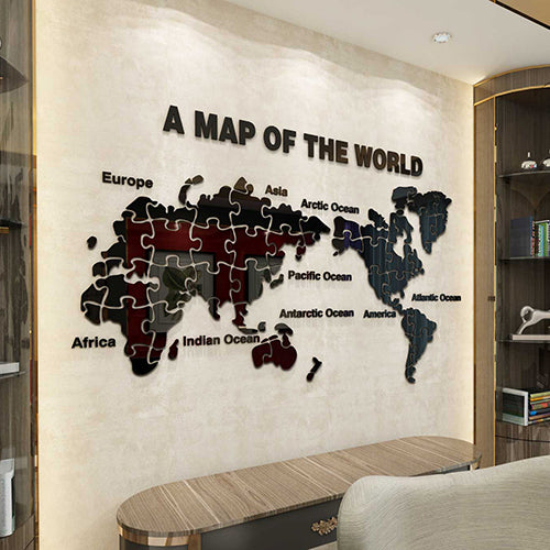 Act world map puzzles decor Wall Sticker