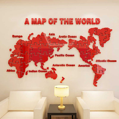 Act world map puzzles decor Wall Sticker