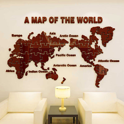 Act world map puzzles decor Wall Sticker