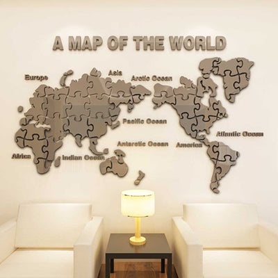 Act world map puzzles decor Wall Sticker