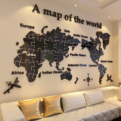 Act world map puzzles decor Wall Sticker