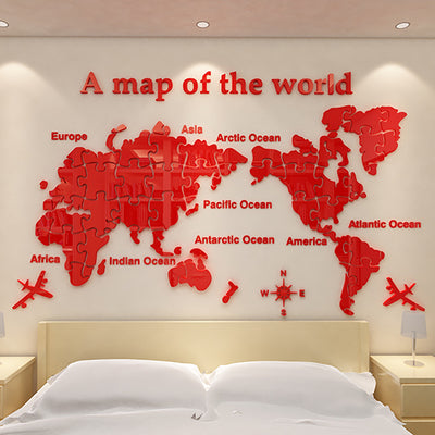 Act world map puzzles decor Wall Sticker