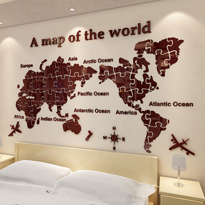 Act world map puzzles decor Wall Sticker