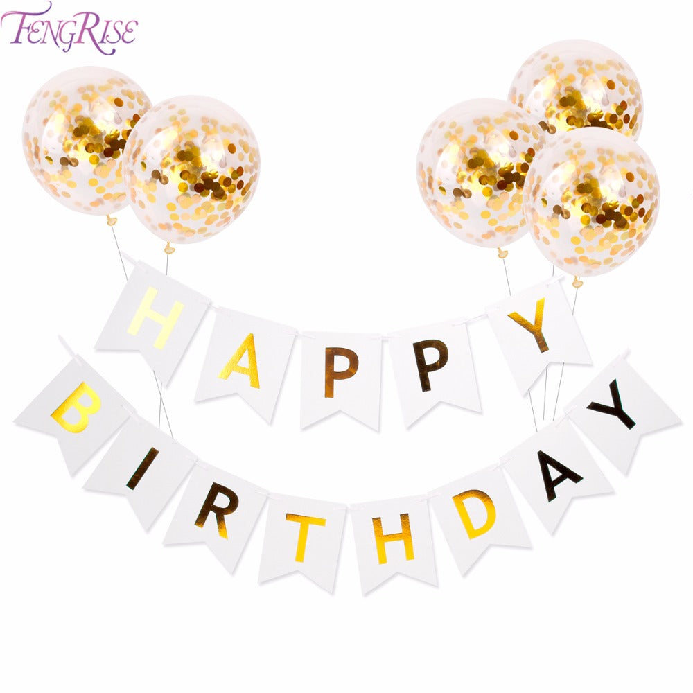 Gold Confetti Balloons 12inch Inflatable Birthday Balloon