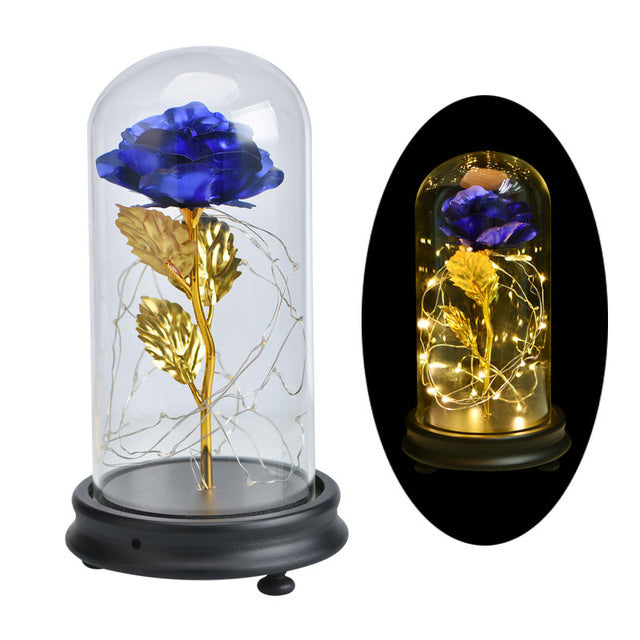 Original LED Gold Rose Flower in Glass