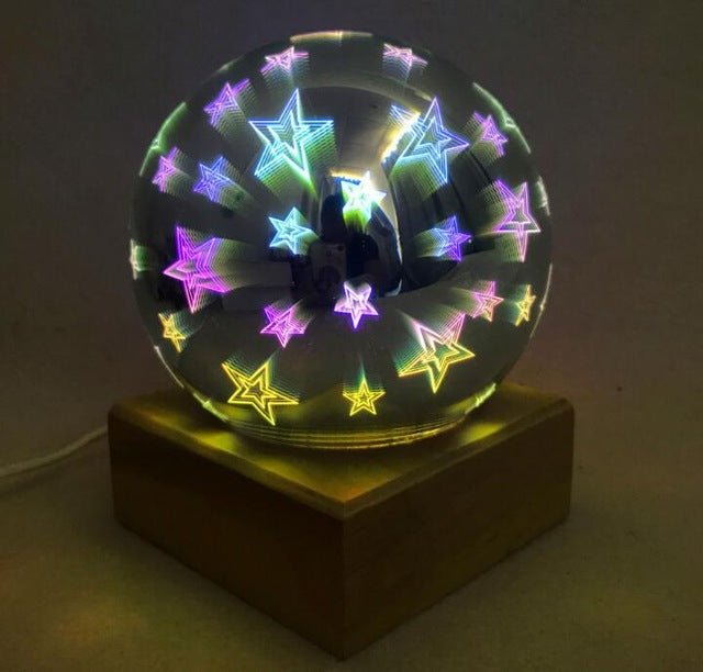 3D glass cover moon lamp magic light