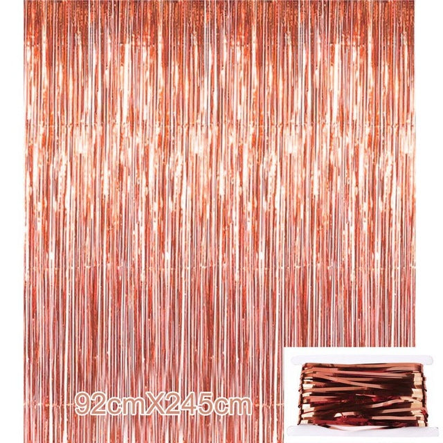 92*245cm Rose Gold Party Decoration Shimmering Foil Fringe